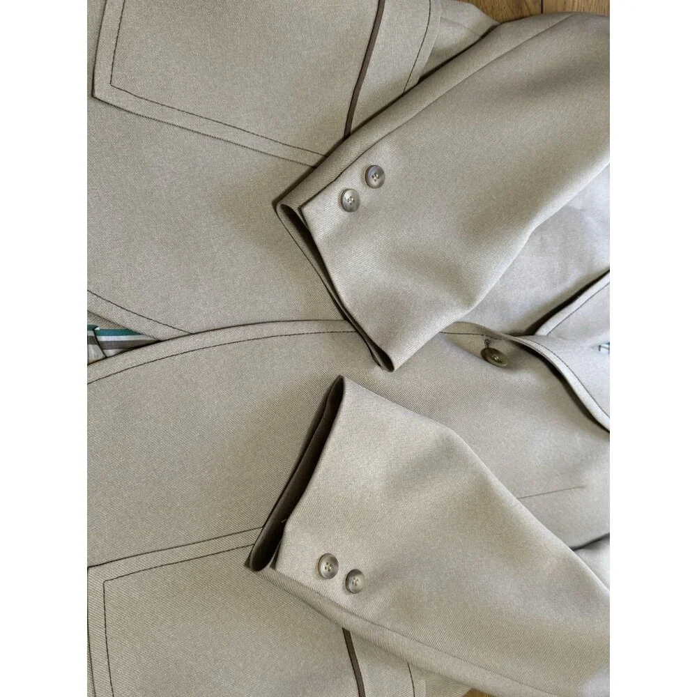 Johnny Carson Blazer Mens Measured Tan Sports Coat Jacket 2 Buttons Designer VTG